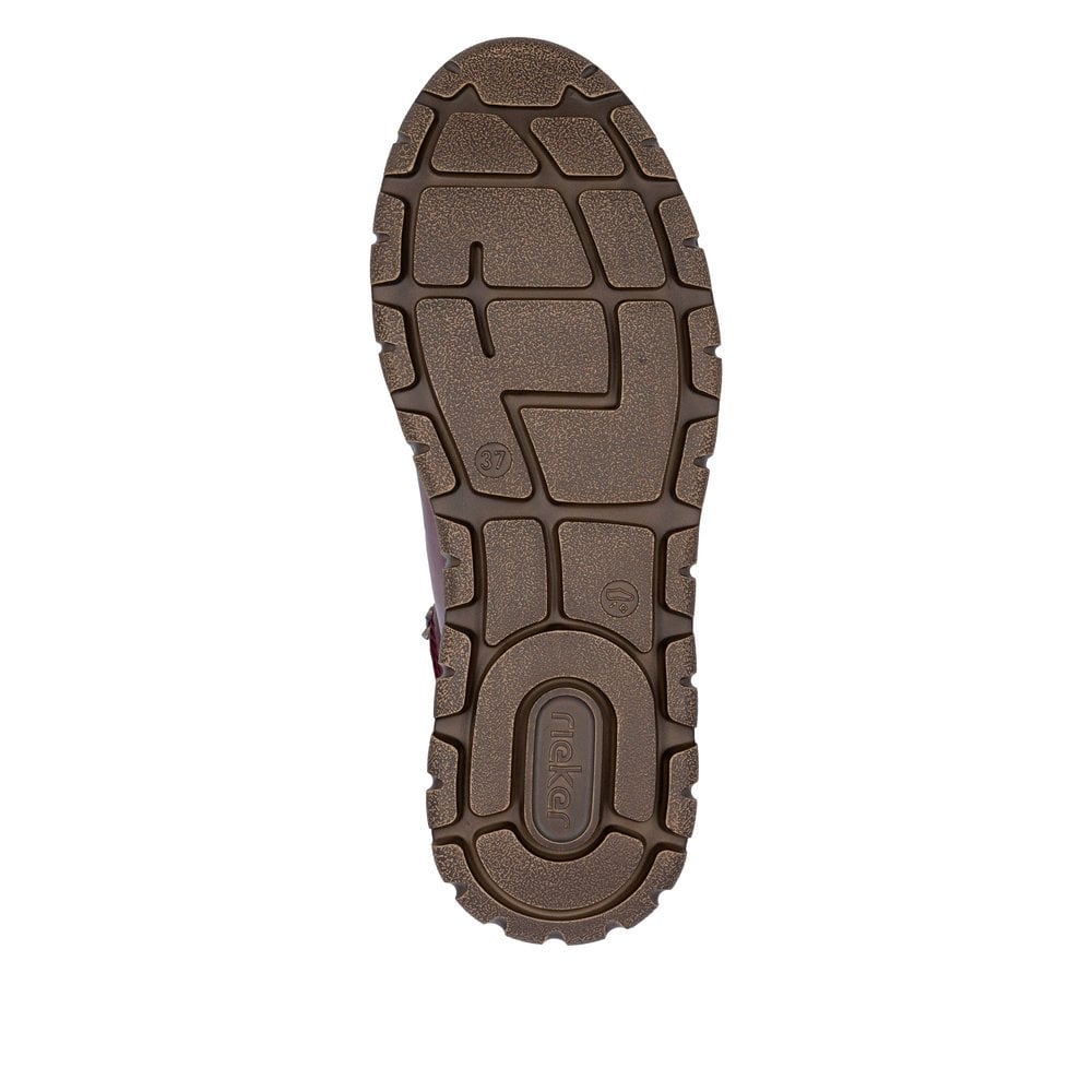 Rieker N1305 Wide Fit Water Resistant Lace/Zip Up Ankle Boot - Vino/Red - image 010 |ww_colour=vino-red|ww_order=010|