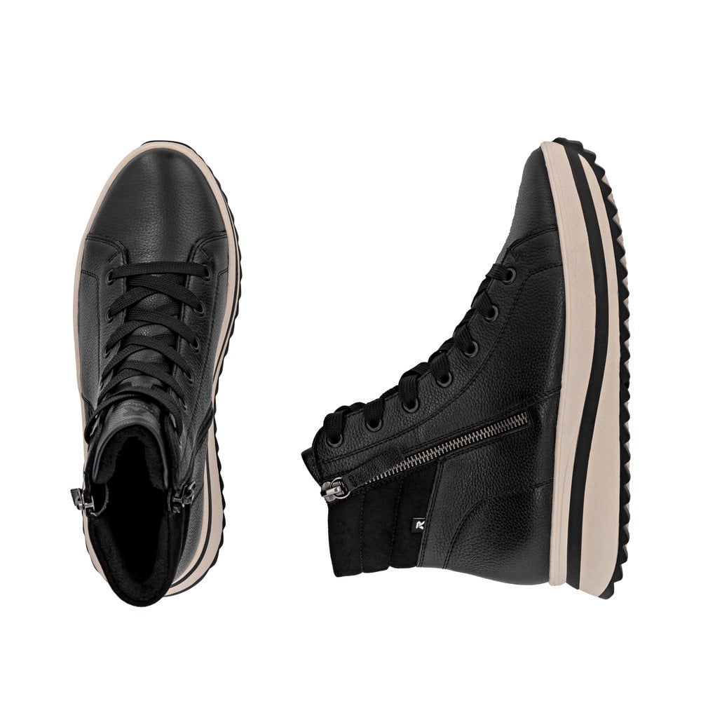 Rieker W3870 Platform Zip/Lace Up Ankle Boot - Black - image 002 |ww_colour=black|ww_order=002|