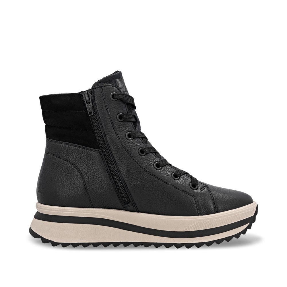 Rieker W3870 Platform Zip/Lace Up Ankle Boot - Black - image 004 |ww_colour=black|ww_order=004|