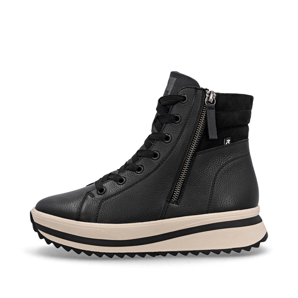 Rieker W3870 Platform Zip/Lace Up Ankle Boot - Black - image 007 |ww_colour=black|ww_order=007|