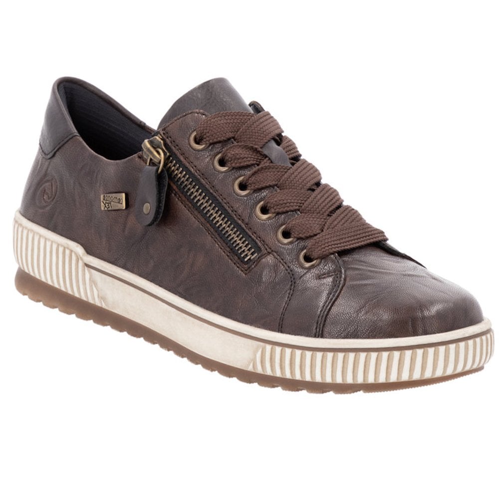 Remonte D0700 Water Resistant Lace & Zip Up - Dark Brown - image 001 |ww_colour=dark-brown|ww_order=001|