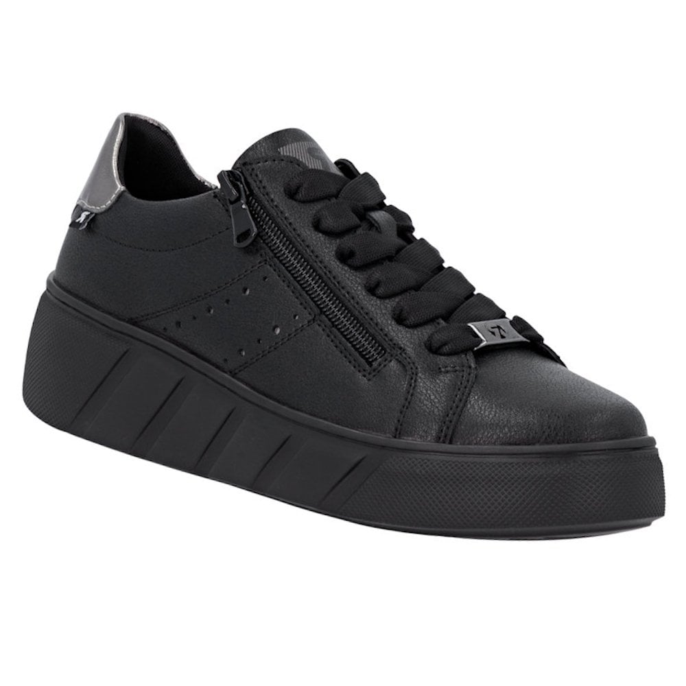 Rieker W2605 Lace Up/Zip trainer - Black - image 001 |ww_colour=black|ww_order=001|