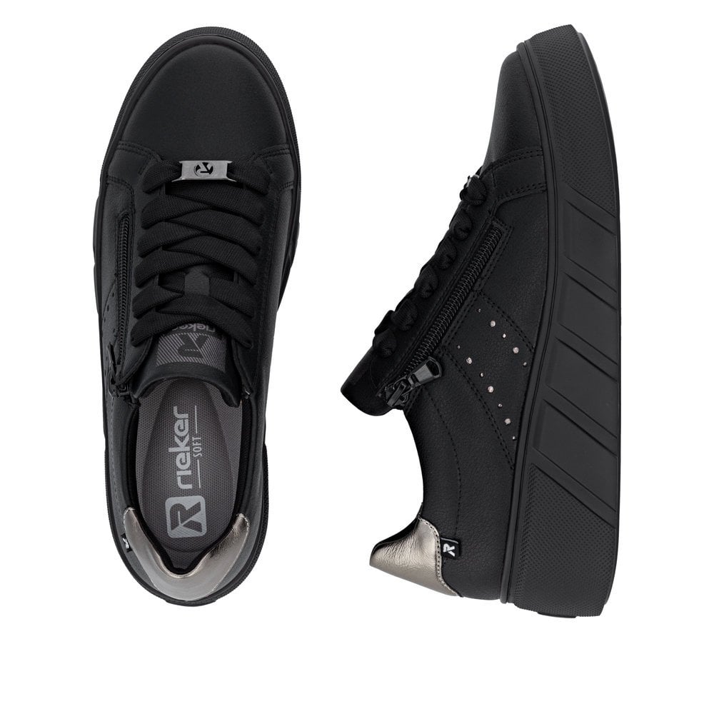 Rieker W2605 Lace Up/Zip trainer - Black - image 009 |ww_colour=black|ww_order=009|
