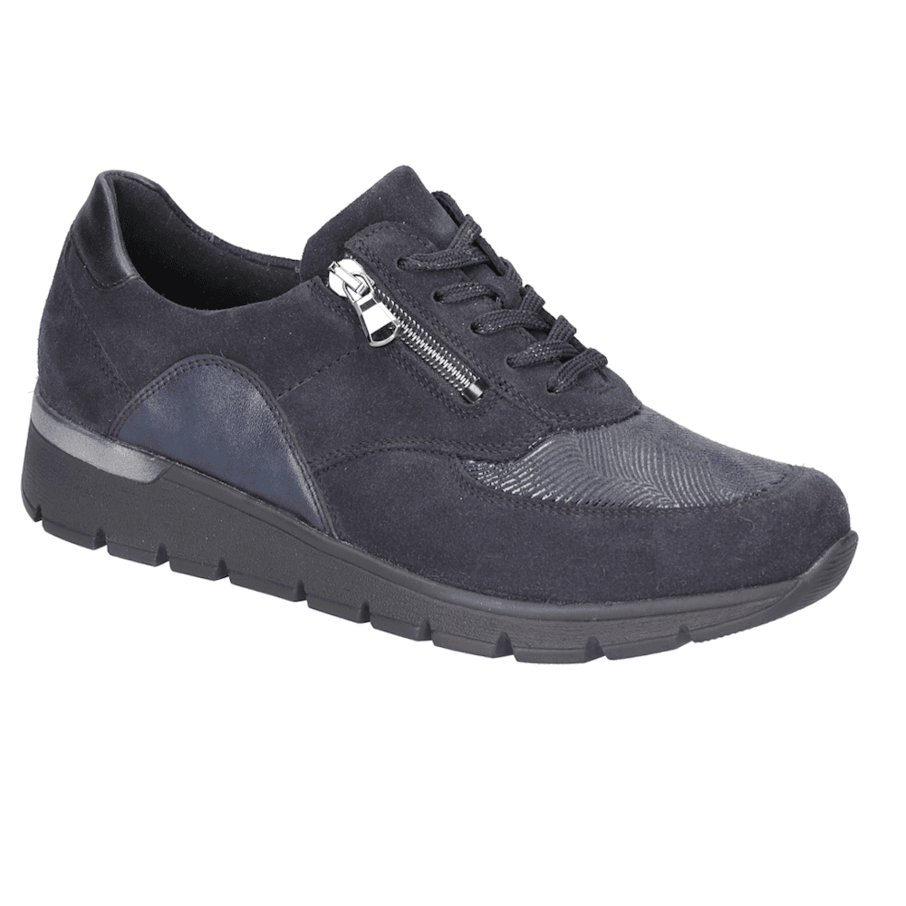 Waldlaufer K Ramona Wide Fit Lace Up/Zip Fastening Shoe - Notte - image 001 |ww_colour=notte|ww_order=001|