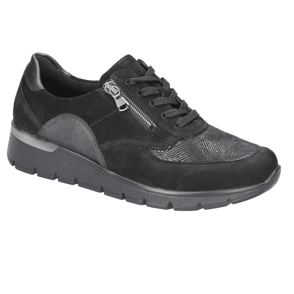 Waldlaufer K Ramona Wide Fit Lace Up/Zip Fastening Shoe - Schwarz - image 001 |ww_colour=schwarz|ww_order=001|