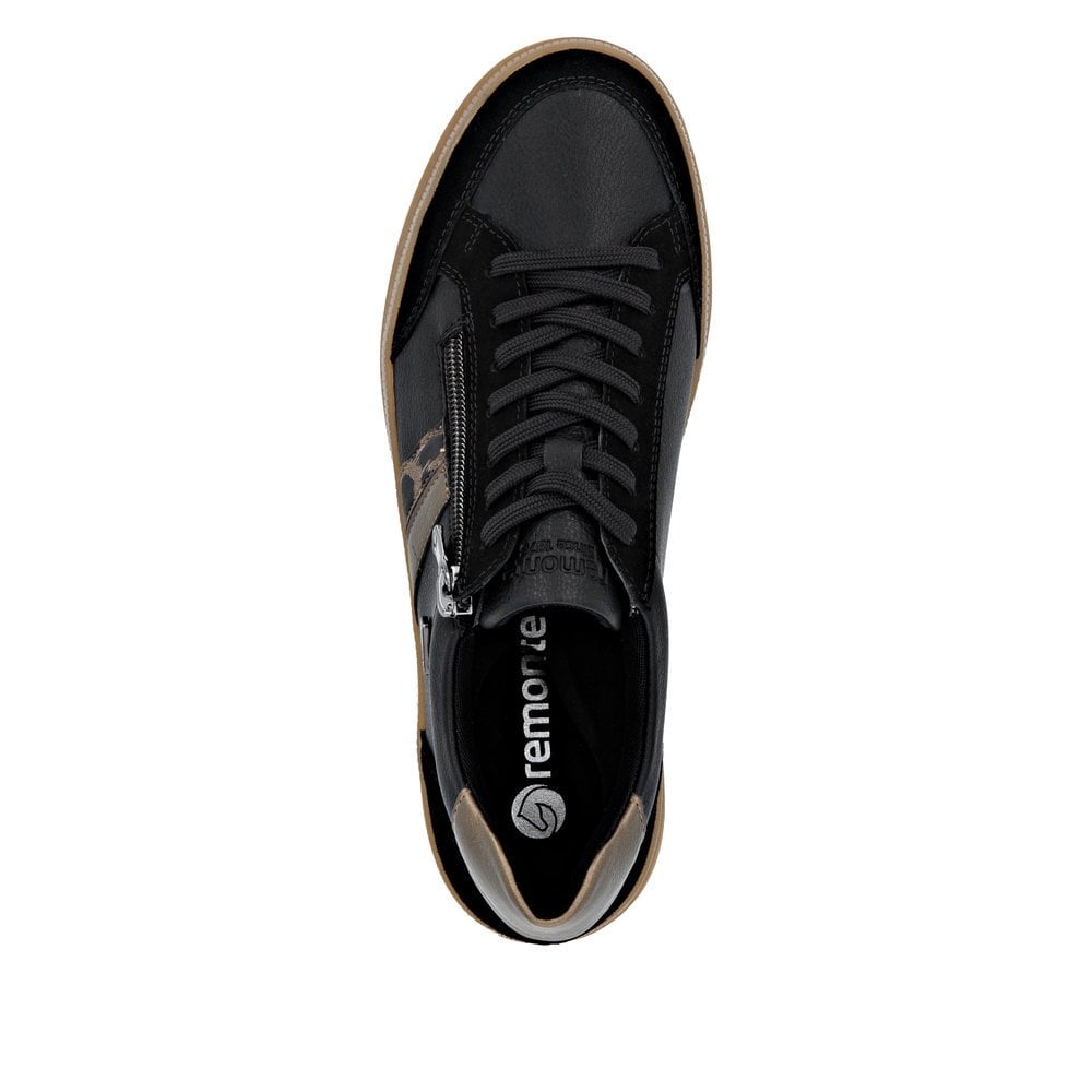 Remonte D2C04 Water Resistant Lace & Zip Up Trainers - Black Combi - image 004 |ww_colour=black-combi|ww_order=004|