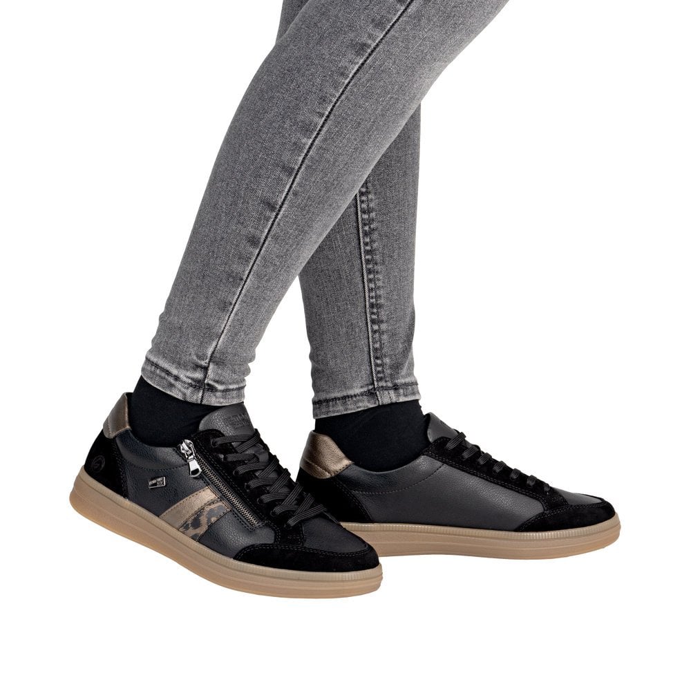 Remonte D2C04 Water Resistant Lace & Zip Up Trainers - Black Combi - image 008 |ww_colour=black-combi|ww_order=008|