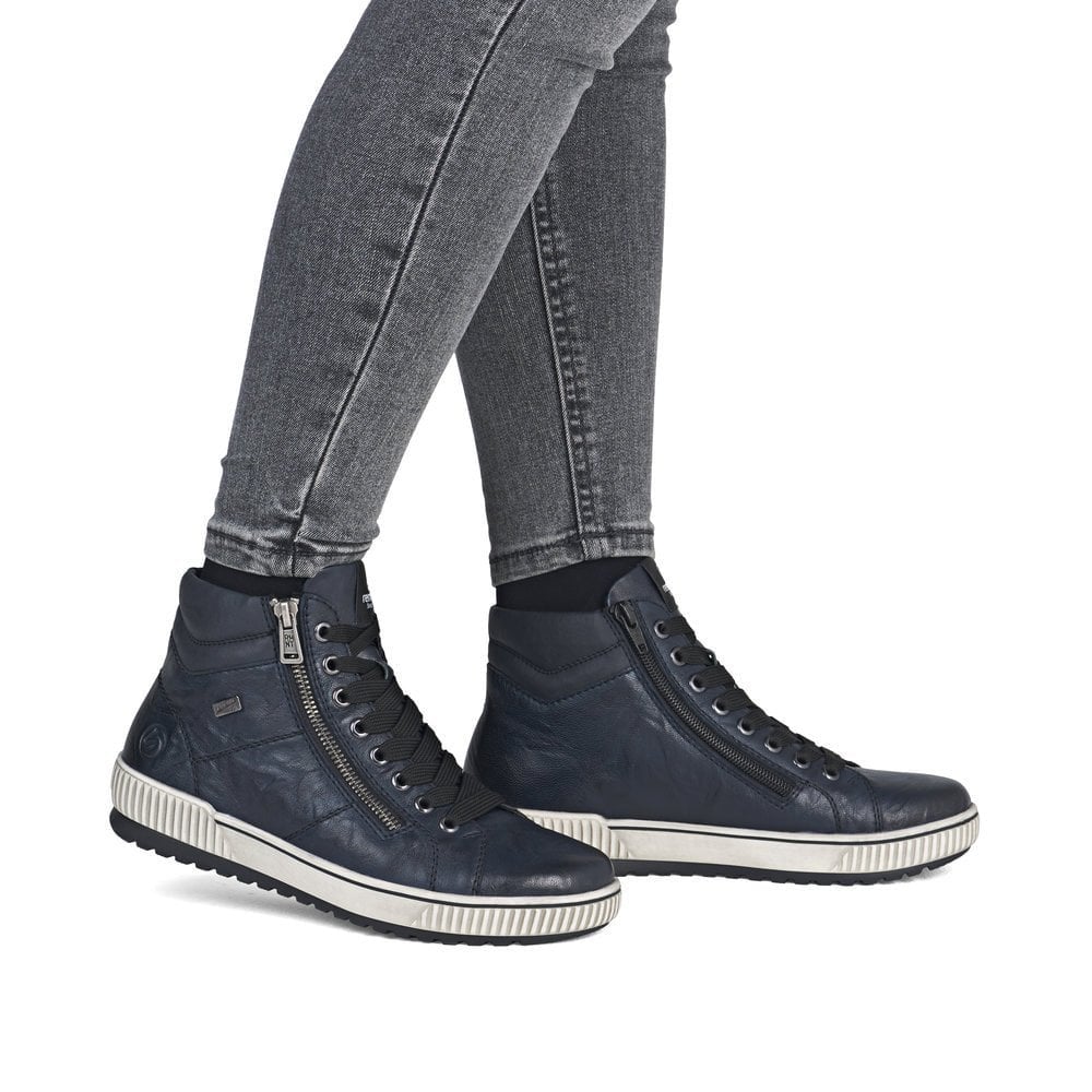Remonte D0772 Lace/Zip Up Water Resistant Ankle Boot - Blue - image 002 |ww_colour=blue|ww_order=002|