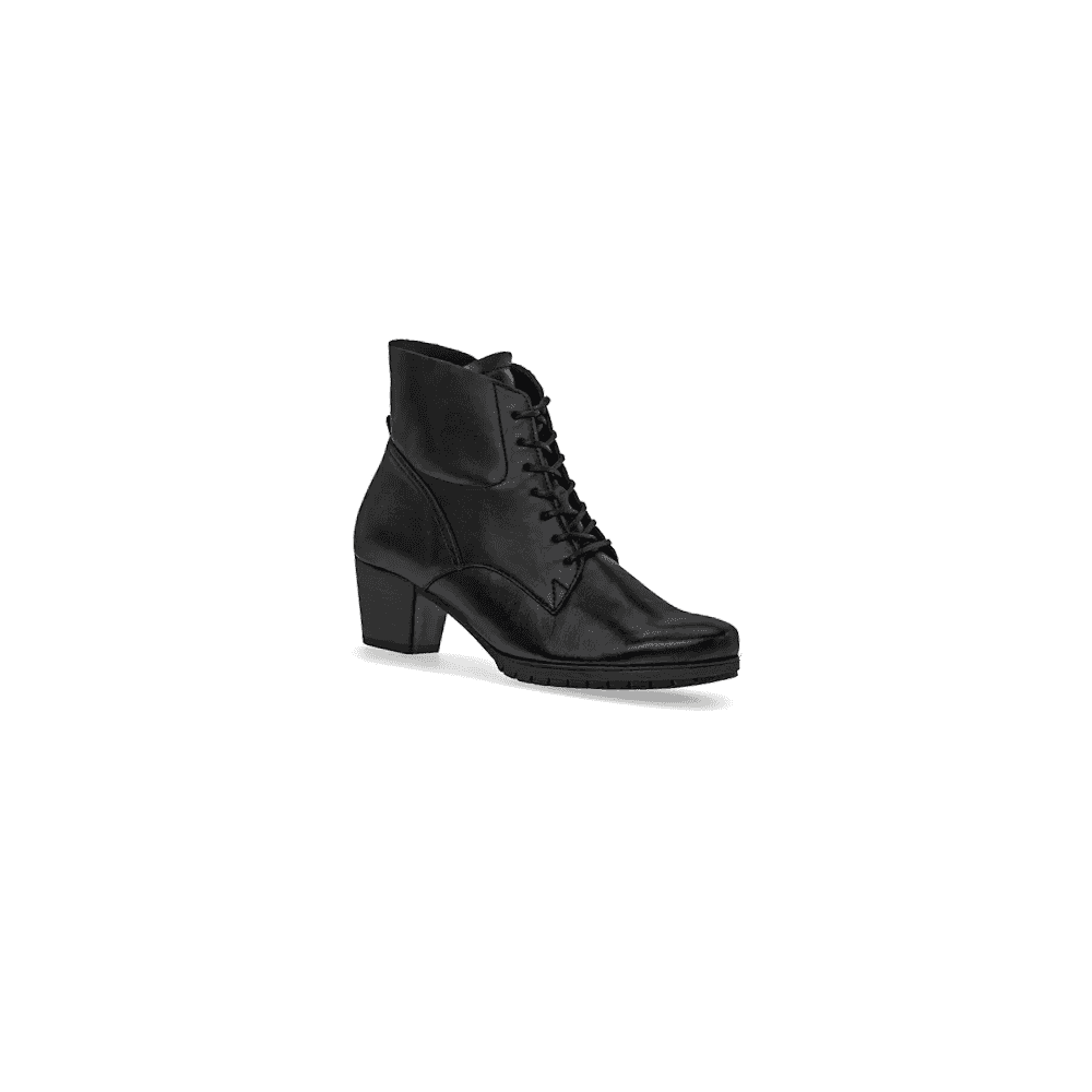 Gabor 605 Optimum Lace/Zip Up Ankle Boot - Black Leather - image 001 |ww_colour=black-leather|ww_order=001|