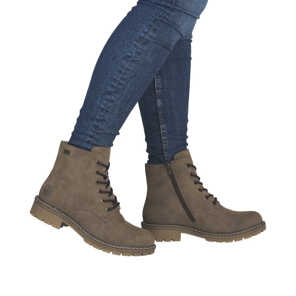 Rieker Y9103 Lace /Zip Up Water Resistant Ankle Boot - Brown - image 002 |ww_colour=brown|ww_order=002|