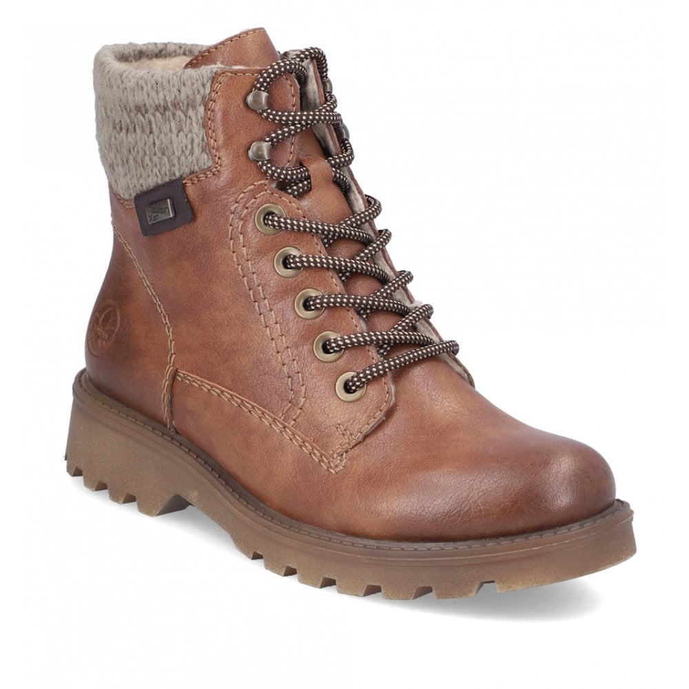 Rieker 73220 Zip & Lace Up Water Resistant Boot - Brown - image 001 |ww_colour=brown|ww_order=001|