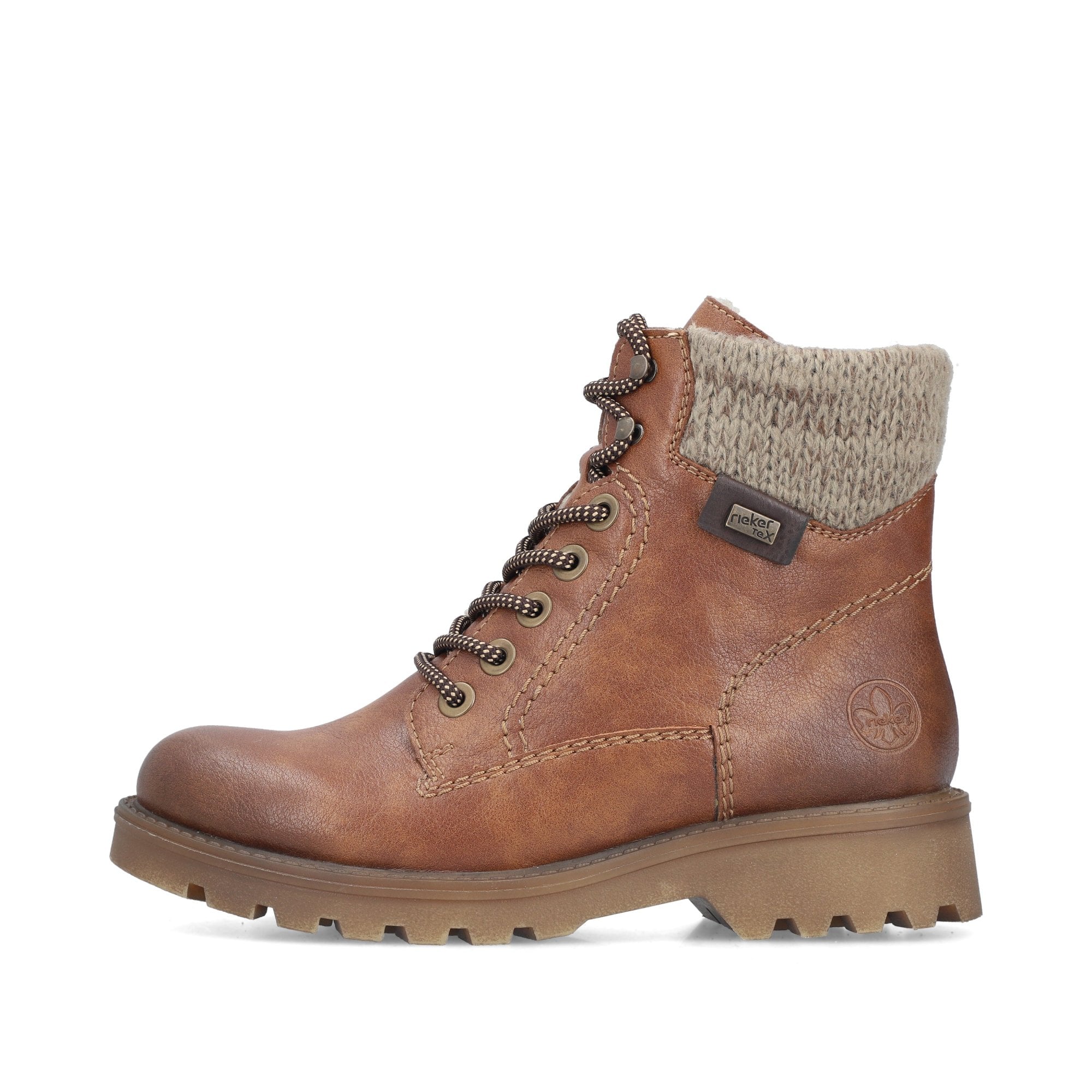 Rieker 73220 Zip & Lace Up Water Resistant Boot - Brown - image 003 |ww_colour=brown|ww_order=003|