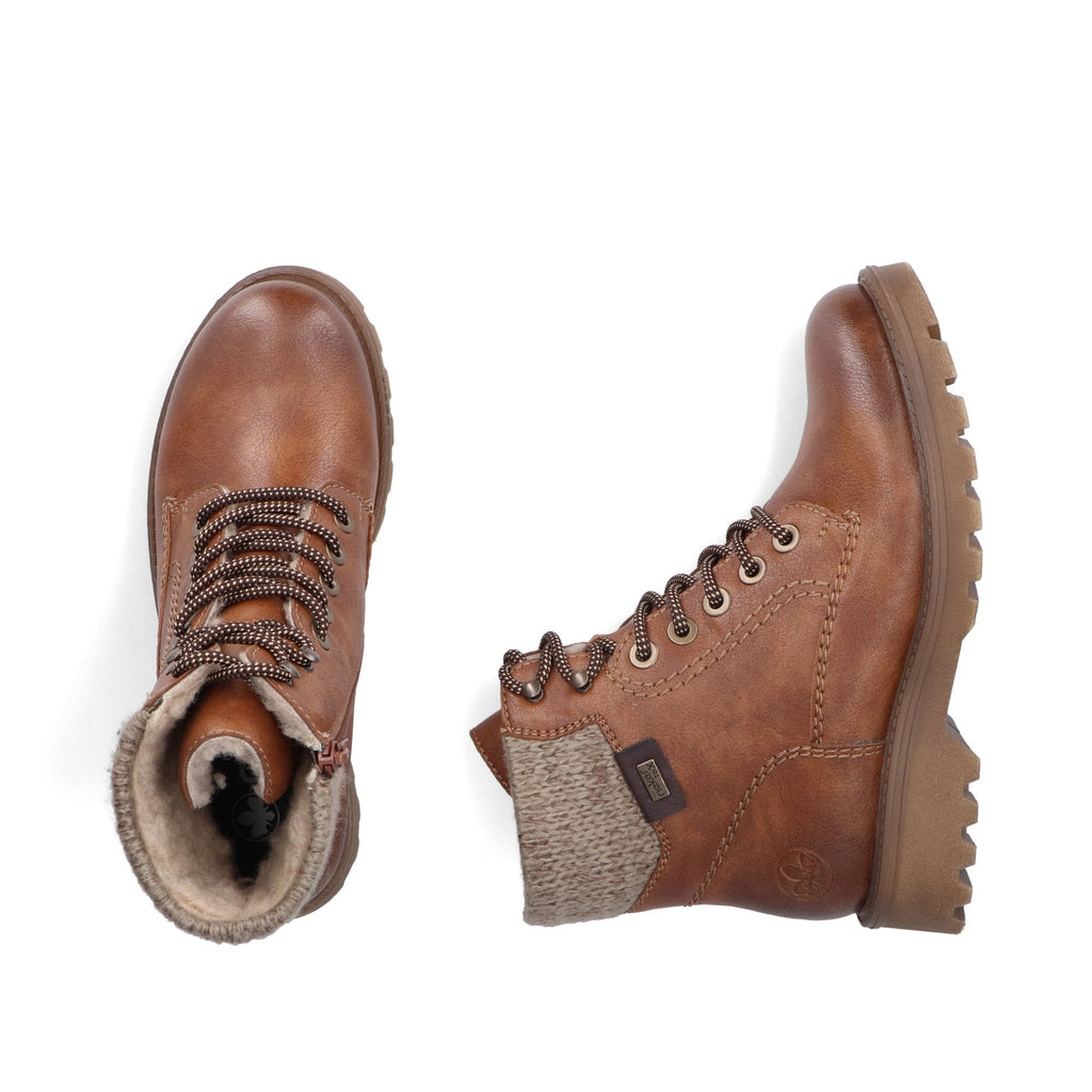 Rieker 73220 Zip & Lace Up Water Resistant Boot - Brown - image 004 |ww_colour=brown|ww_order=004|