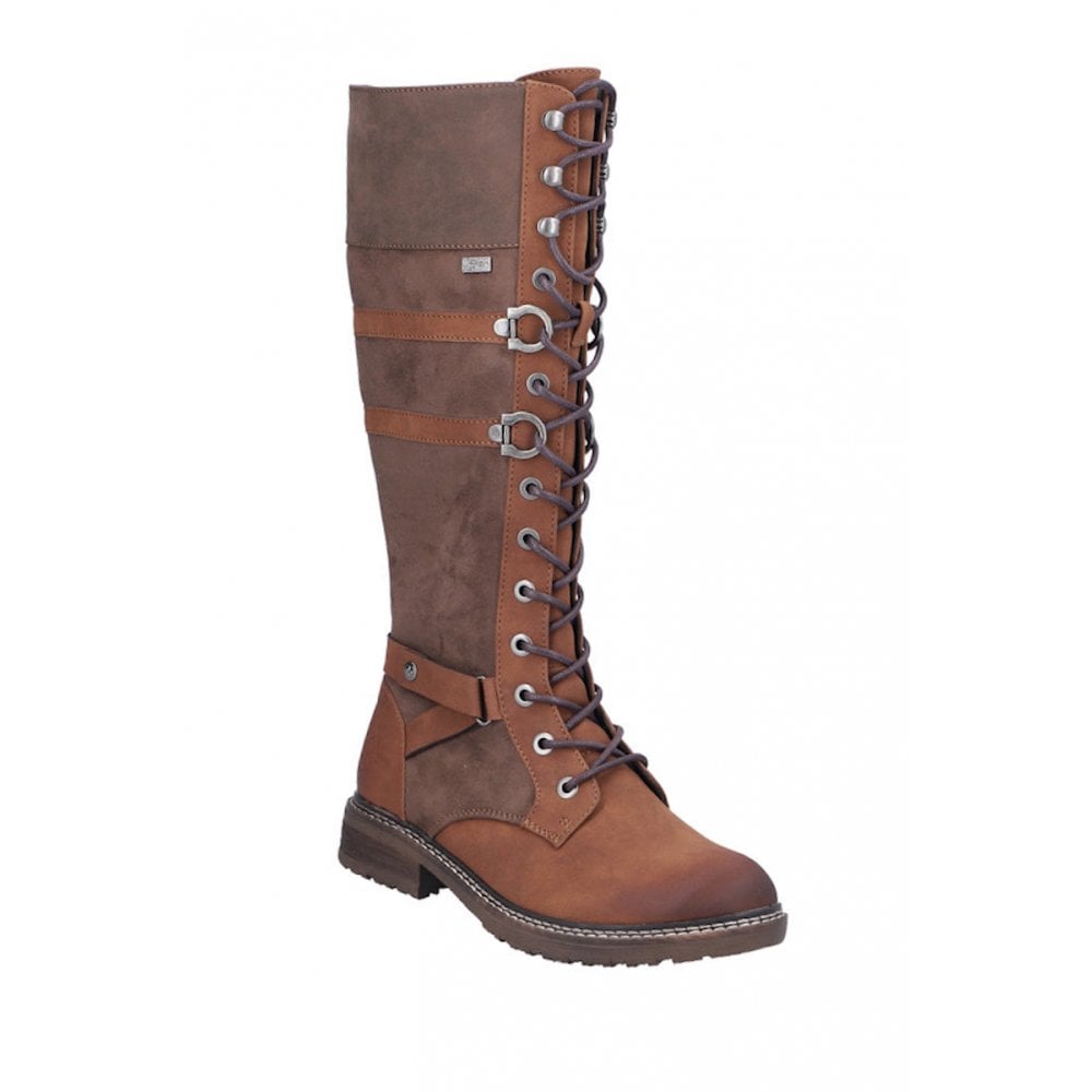 Rieker 94732 Long Lace Up/Zip Boot - Brown - image 001 |ww_colour=brown|ww_order=001|