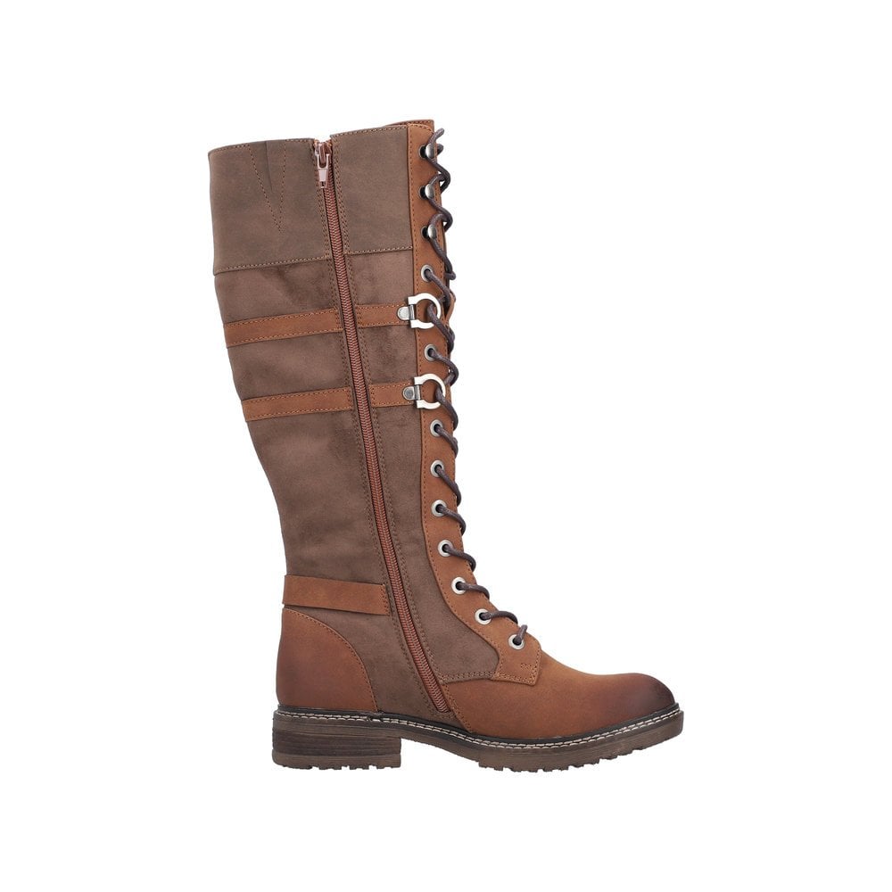 Rieker 94732 Long Lace Up/Zip Boot - Brown - image 002 |ww_colour=brown|ww_order=002|