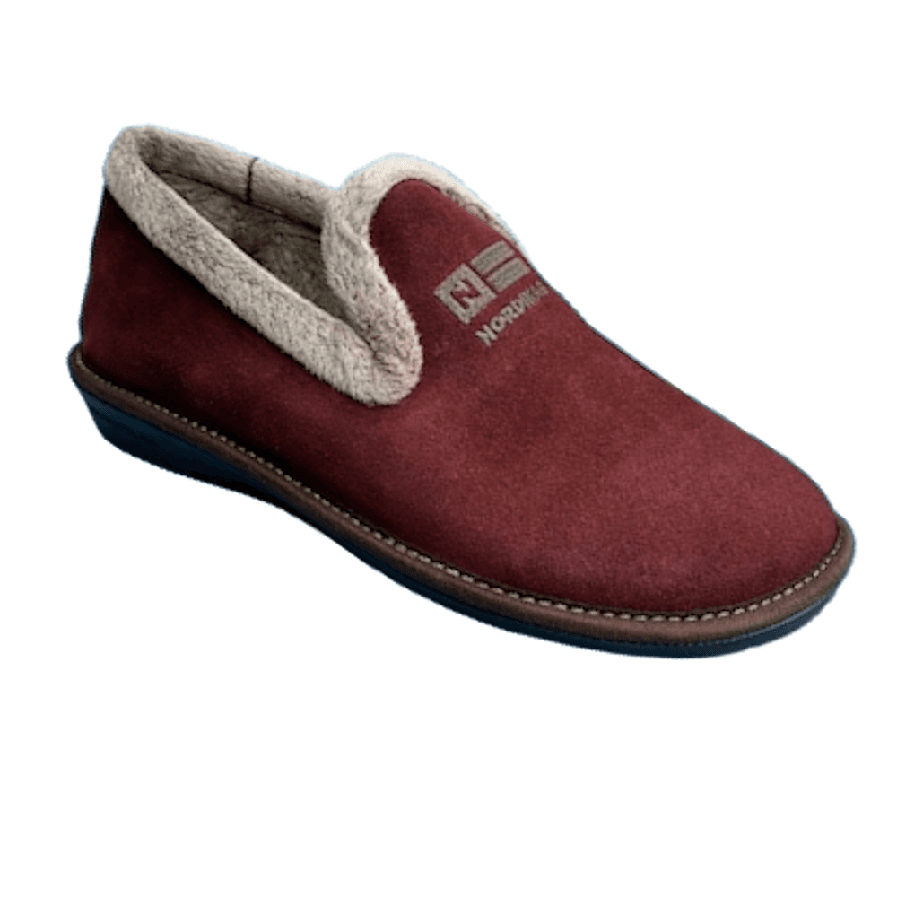 Nordikas Womens 305 Full Suede Slipper - Burdeos/Burgundy/GREY - image 001 |ww_colour=burdeos-burgundy-grey|ww_order=001|
