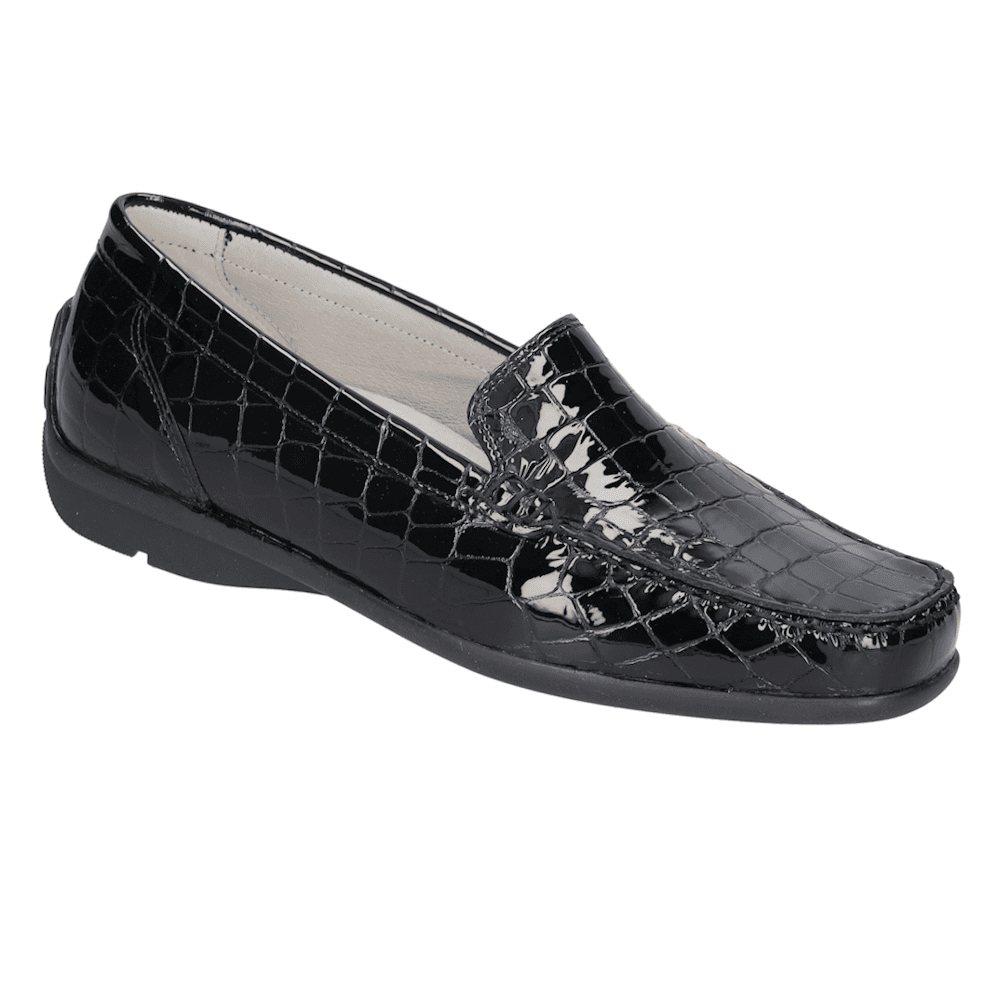 Waldlaufer Harriet Wide Fit Moccasin Shoe - Black Croc - image 001 |ww_colour=black-croc|ww_order=001|