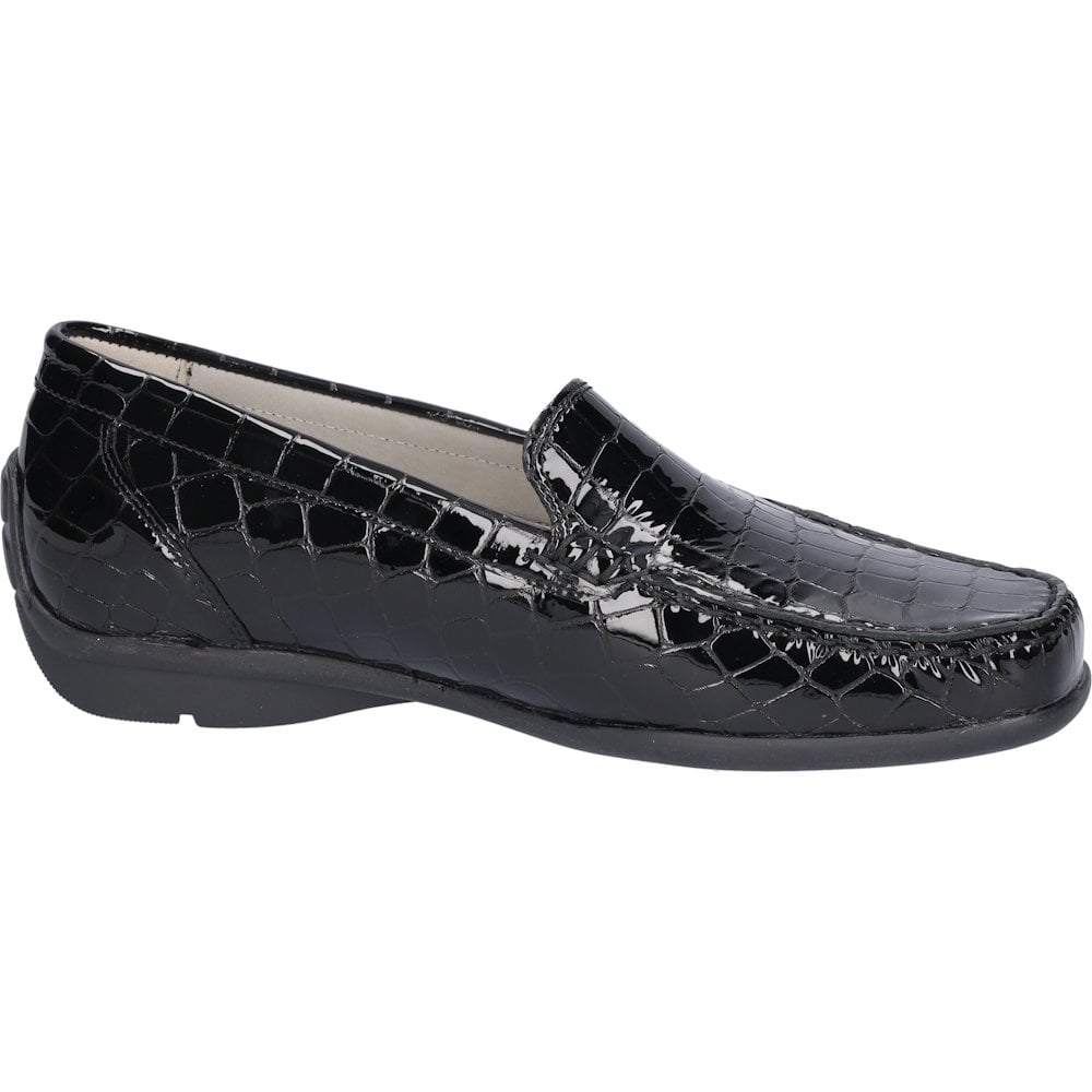 Waldlaufer Harriet Wide Fit Moccasin Shoe - Black Croc - image 002 |ww_colour=black-croc|ww_order=002|