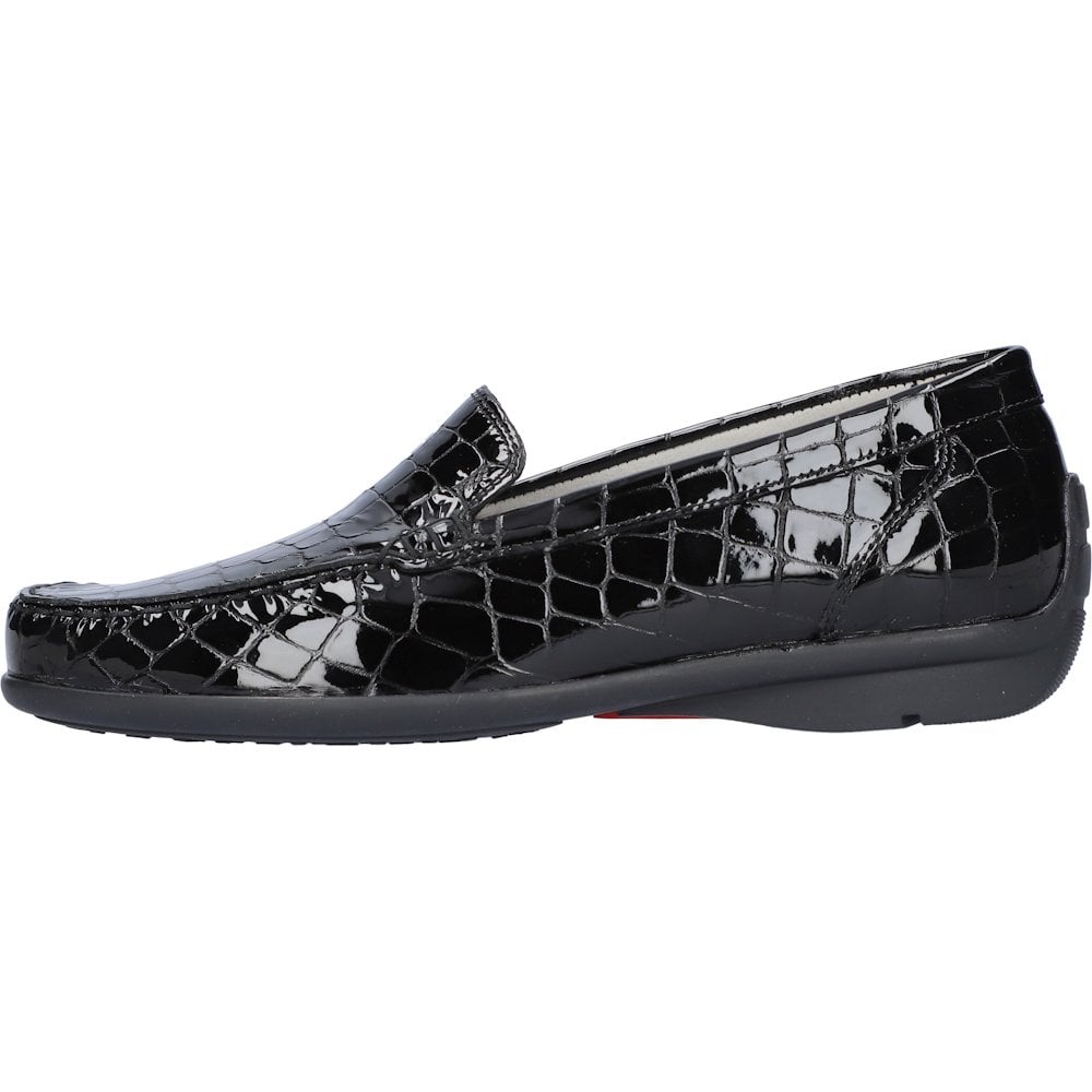 Waldlaufer Harriet Wide Fit Moccasin Shoe - Black Croc - image 003 |ww_colour=black-croc|ww_order=003|