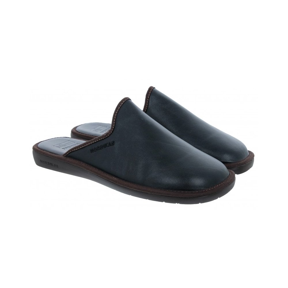 Nordikas Mens 131 Mule Leather Slipper - Negro/Black - image 002 |ww_colour=negro-black|ww_order=002|