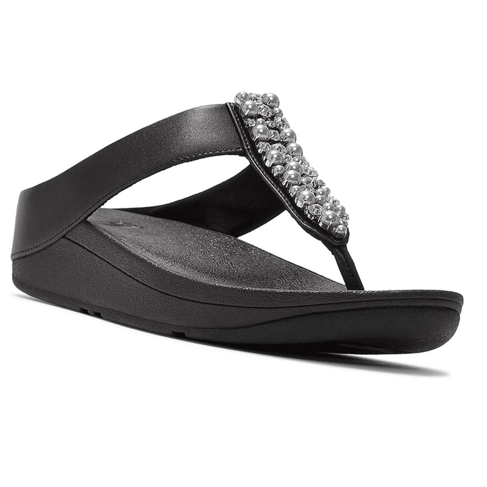Fitflop Fino Pearls and Crystal Toe Post Sandal - Black - image 001 |ww_colour=black|ww_order=001|