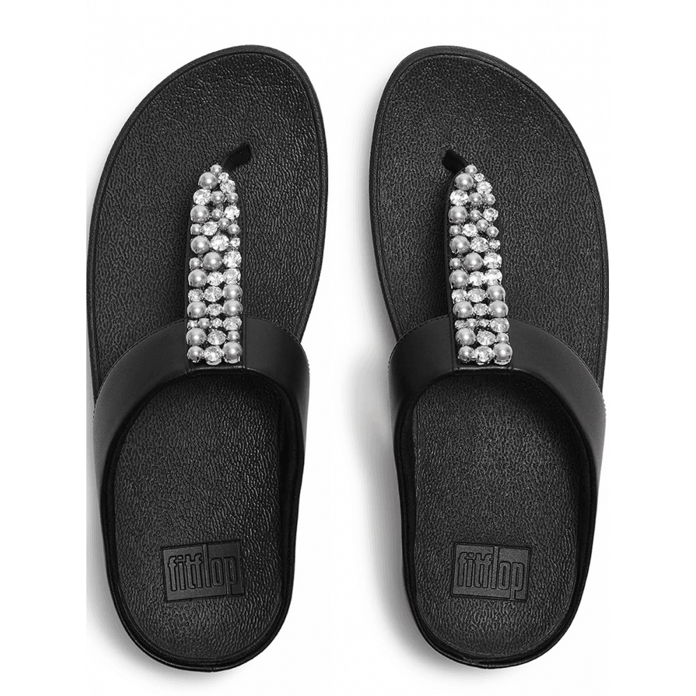 Fitflop Fino Pearls and Crystal Toe Post Sandal - Black - image 002 |ww_colour=black|ww_order=002|