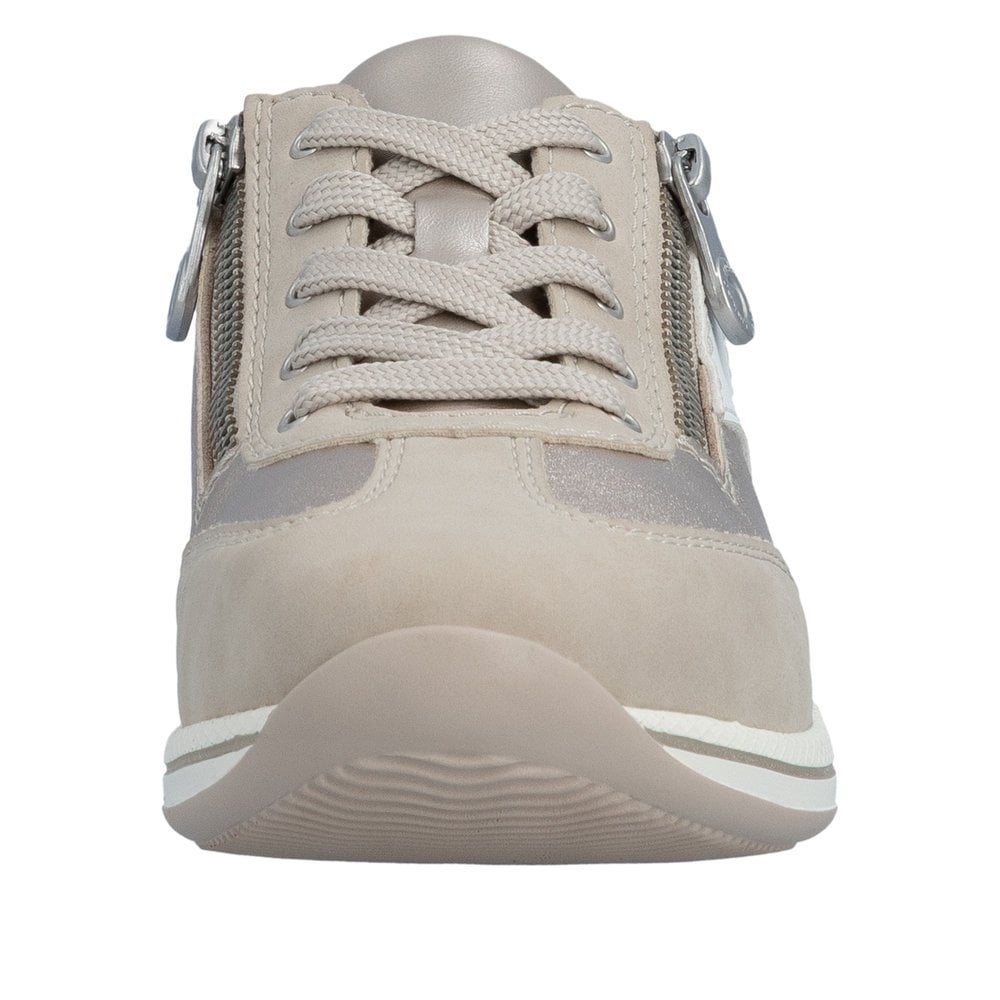 Rieker N1103 Wide Fit Lace/Zip-up Trainer - Beige Combi - image 006 |ww_colour=beige-combi|ww_order=006|