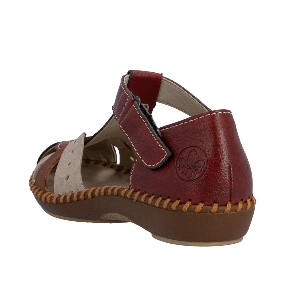 Rieker T Bar Summer Sandal - Red Combi - image 004 |ww_colour=red-combi|ww_order=004|