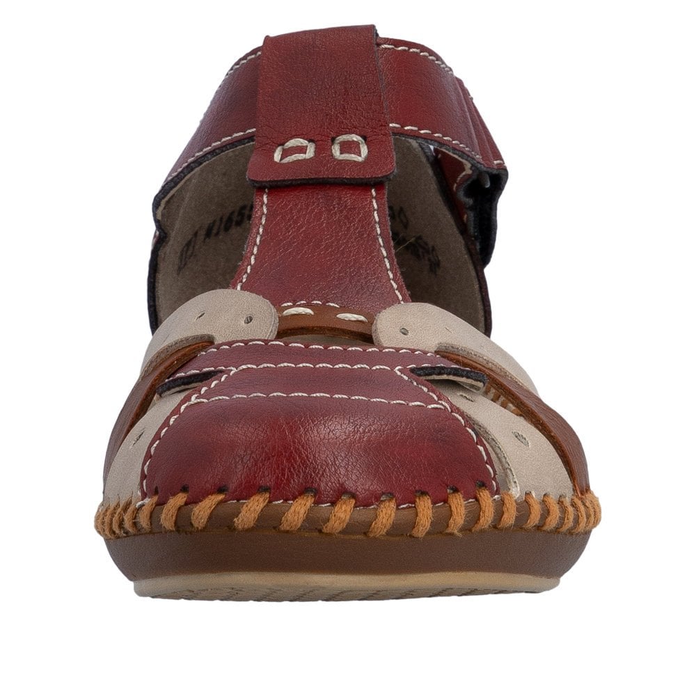 Rieker T Bar Summer Sandal - Red Combi - image 006 |ww_colour=red-combi|ww_order=006|