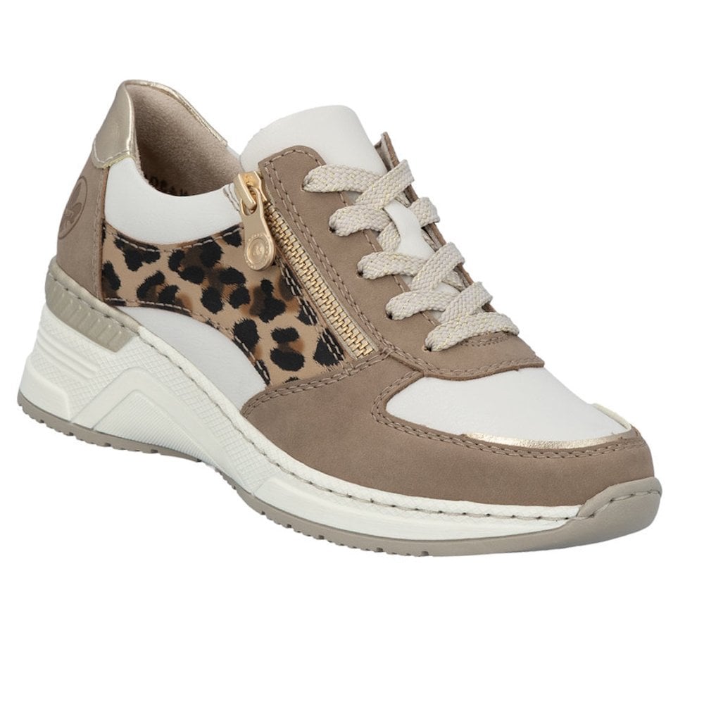 Rieker N4308 Lace & Zip Up Casual Shoe - Beige Combi - image 001 |ww_colour=beige-combi|ww_order=001|