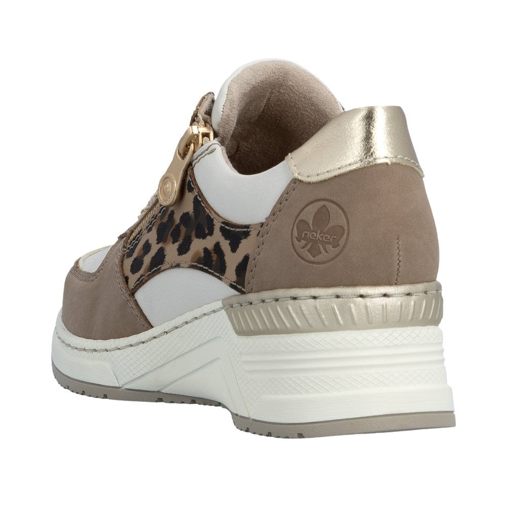 Rieker N4308 Lace & Zip Up Casual Shoe - Beige Combi - image 003 |ww_colour=beige-combi|ww_order=003|