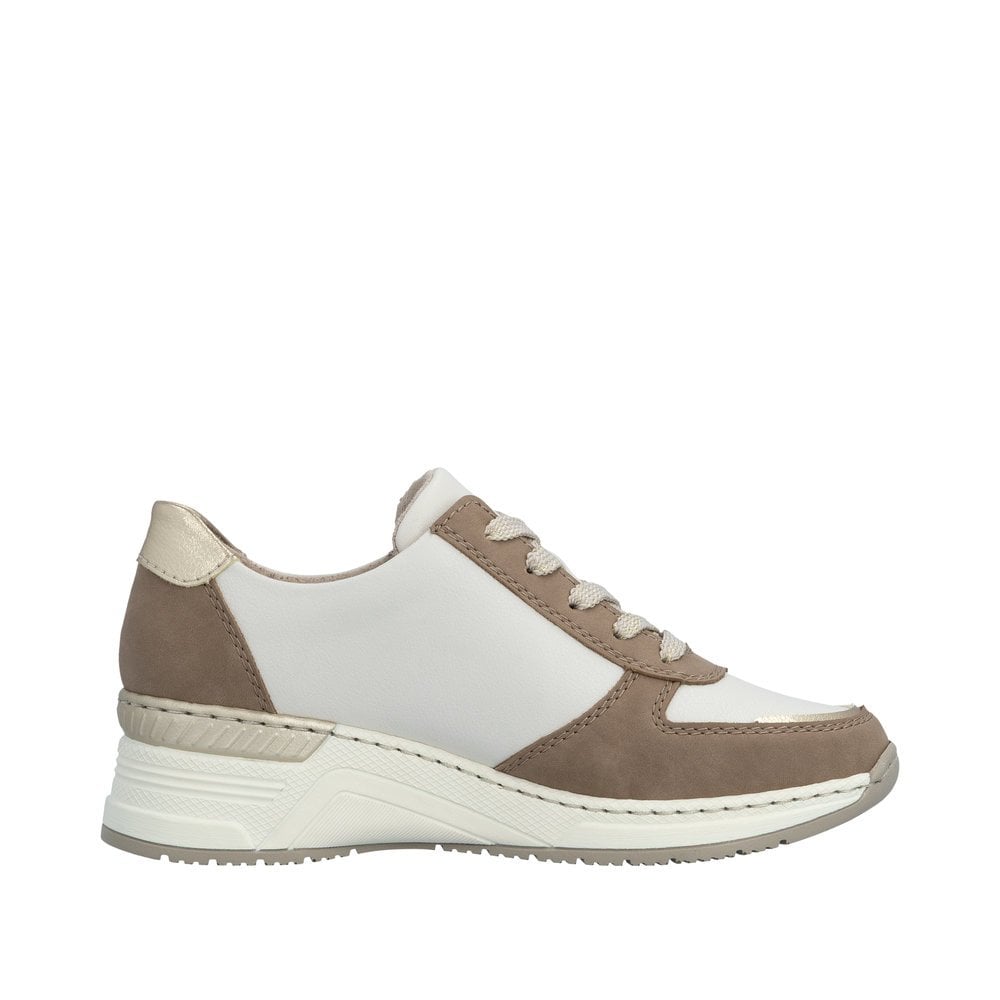 Rieker N4308 Lace & Zip Up Casual Shoe - Beige Combi - image 004 |ww_colour=beige-combi|ww_order=004|