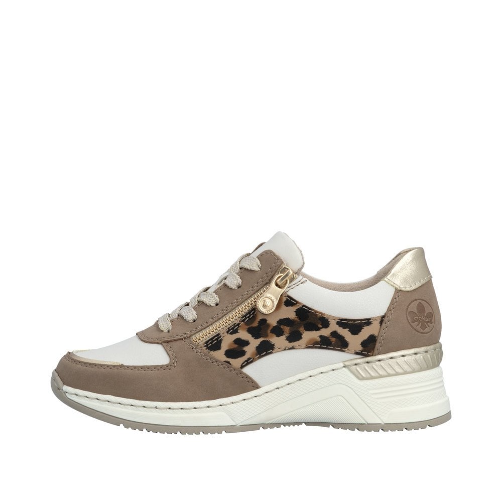 Rieker N4308 Lace & Zip Up Casual Shoe - Beige Combi - image 005 |ww_colour=beige-combi|ww_order=005|