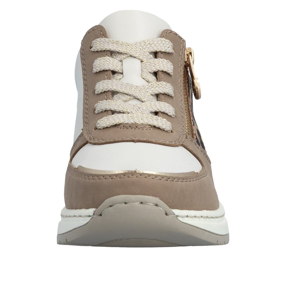 Rieker N4308 Lace & Zip Up Casual Shoe - Beige Combi - image 006 |ww_colour=beige-combi|ww_order=006|