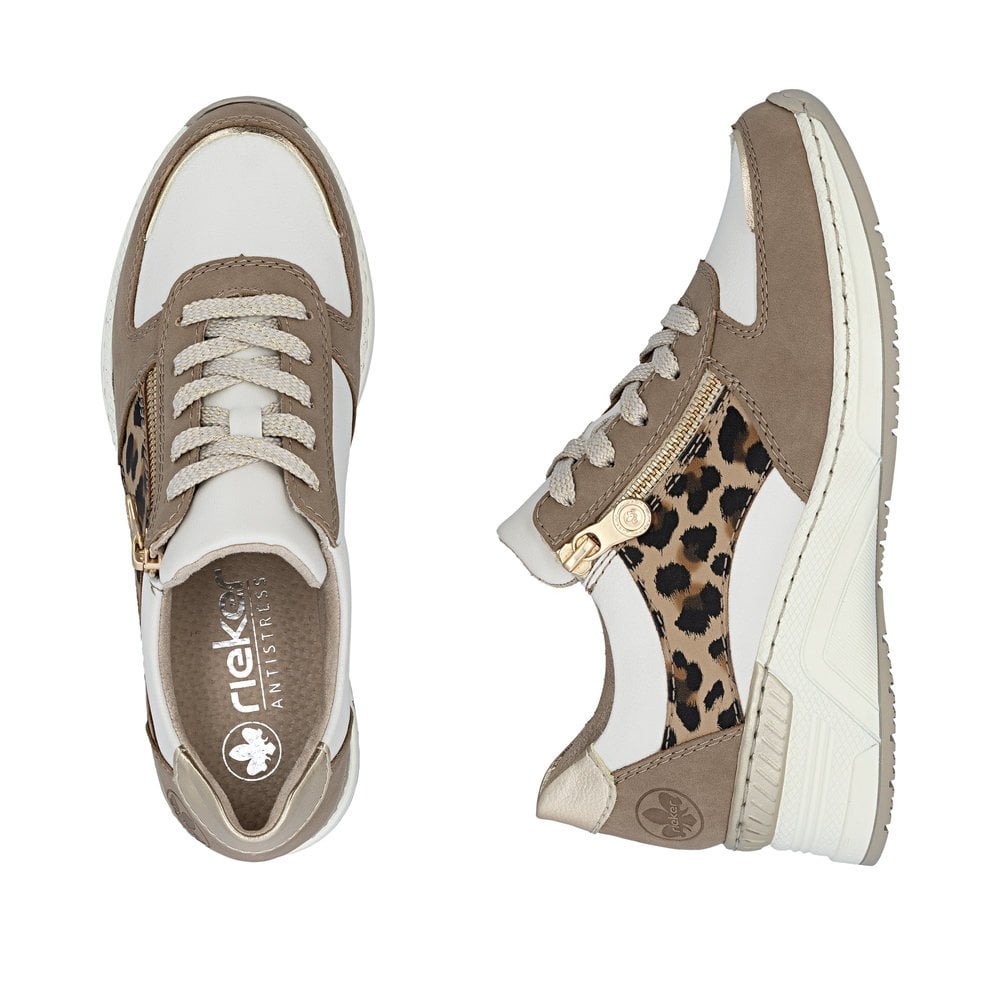 Rieker N4308 Lace & Zip Up Casual Shoe - Beige Combi - image 008 |ww_colour=beige-combi|ww_order=008|