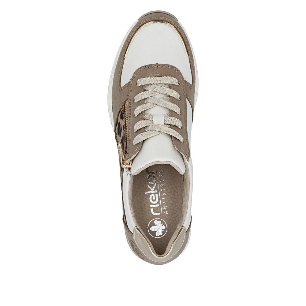 Rieker N4308 Lace & Zip Up Casual Shoe - Beige Combi - image 009 |ww_colour=beige-combi|ww_order=009|