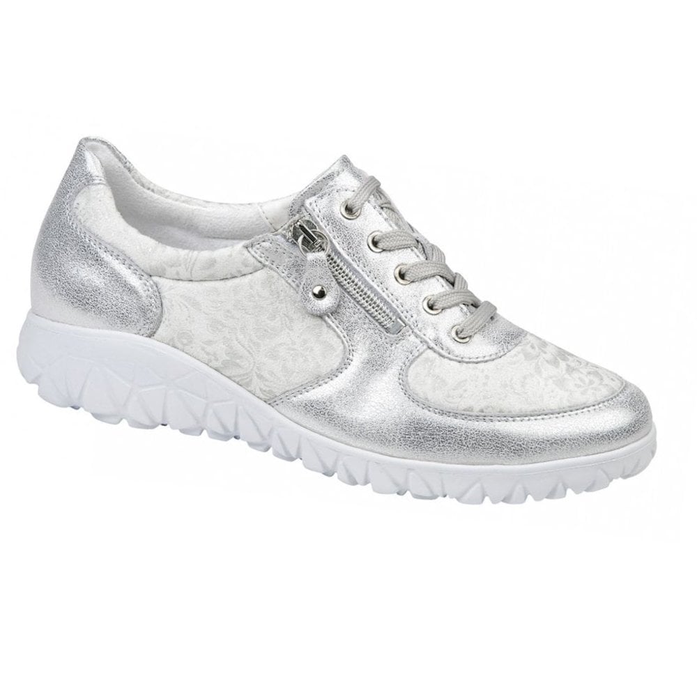 Waldlaufer Havy Soft Lace Up & Zip Casual Shoe - White Silver - image 001 |ww_colour=white-silver|ww_order=001|