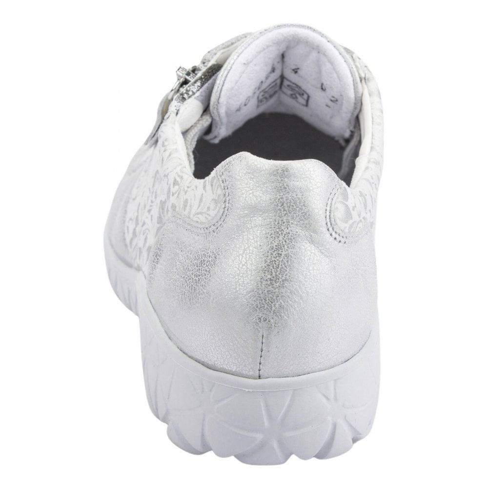 Waldlaufer Havy Soft Lace Up & Zip Casual Shoe - White Silver - image 002 |ww_colour=white-silver|ww_order=002|