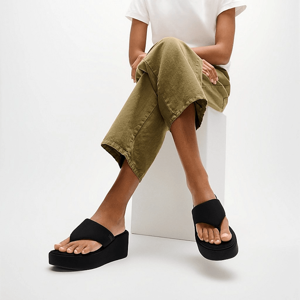 Fitflop PLATFFORMS Wedge Toe-Post Sandals - Black - image 002 |ww_colour=black|ww_order=002|