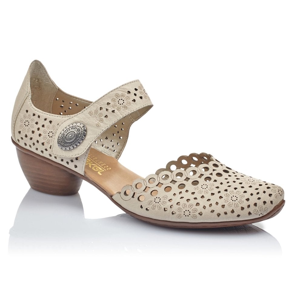 Rieker 43753 Heeled Summer Shoe - Beige - image 001 |ww_colour=beige|ww_order=001|