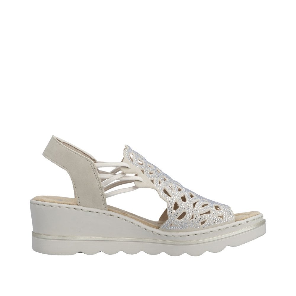 Rieker 67465 Wedge Sparkle Embellished  Sandal - Beige - image 003 |ww_colour=beige|ww_order=003|