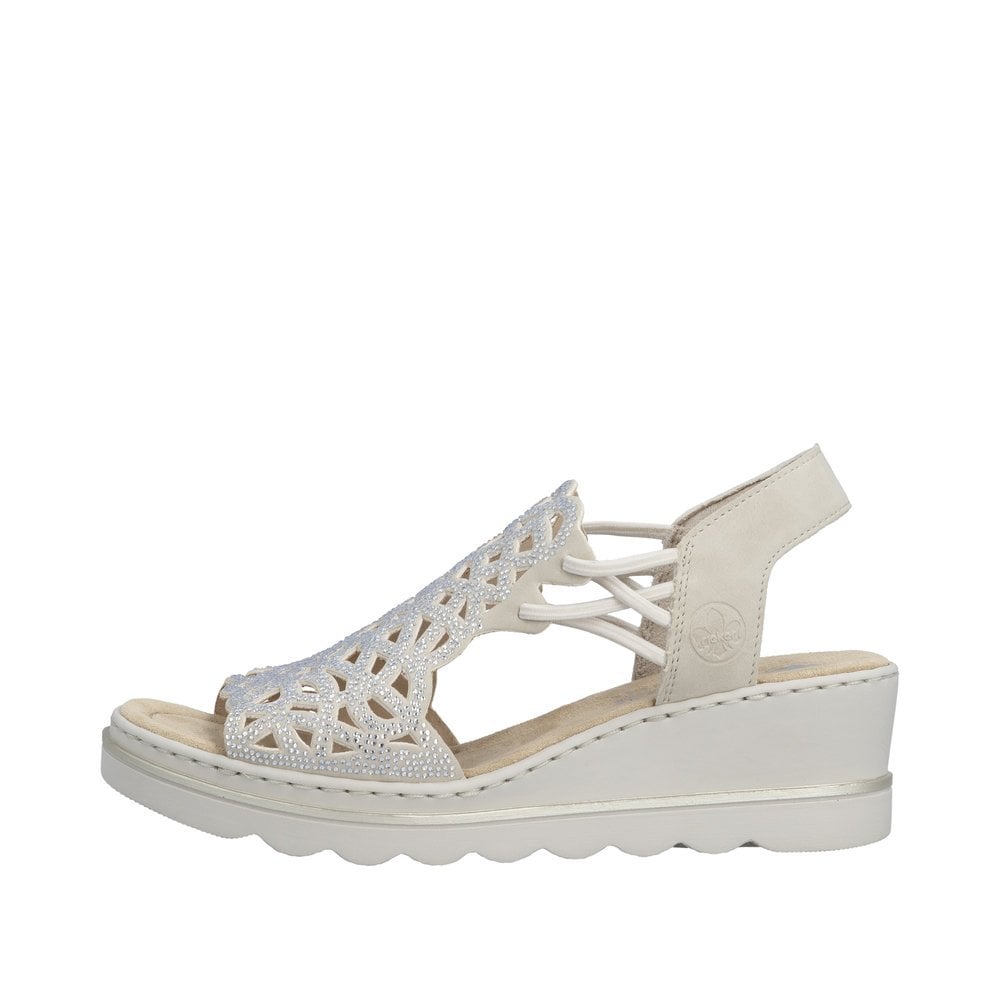 Rieker 67465 Wedge Sparkle Embellished  Sandal - Beige - image 005 |ww_colour=beige|ww_order=005|