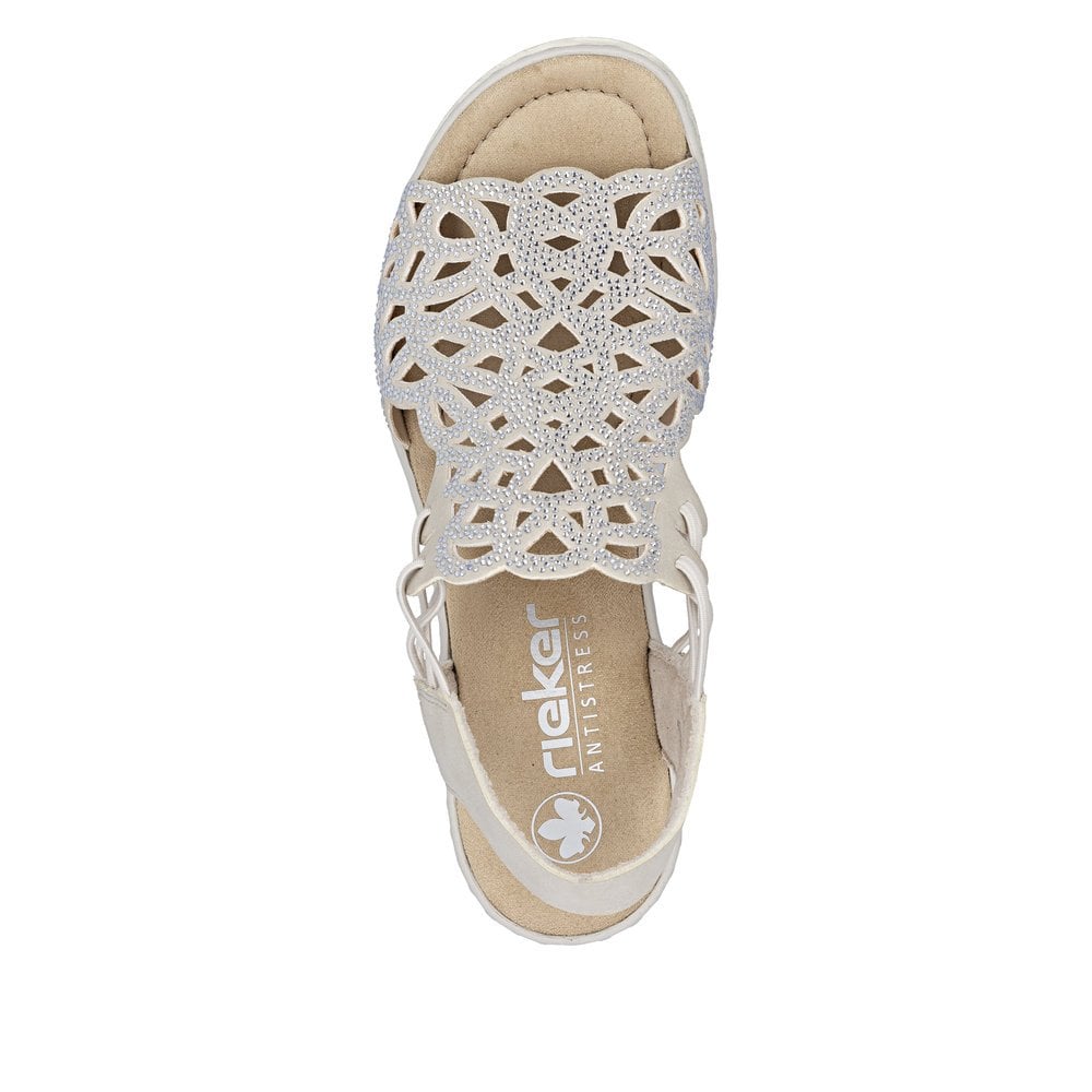Rieker 67465 Wedge Sparkle Embellished  Sandal - Beige - image 008 |ww_colour=beige|ww_order=008|