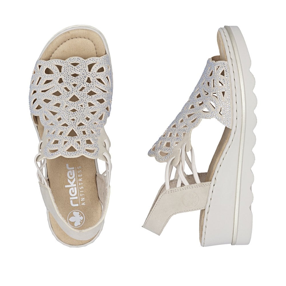 Rieker 67465 Wedge Sparkle Embellished  Sandal - Beige - image 009 |ww_colour=beige|ww_order=009|