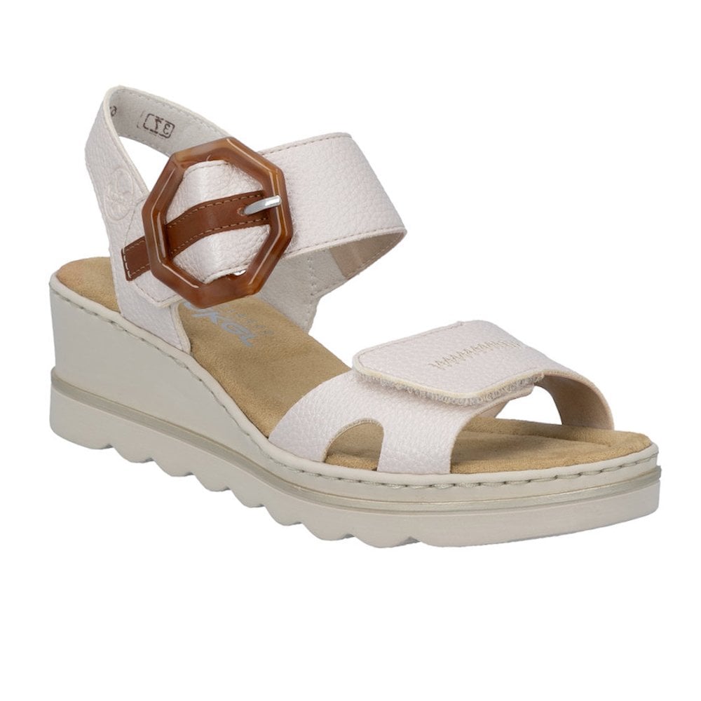 Rieker Wedge Sandal with Hook & Loop Fastening - Metallic - image 001 |ww_colour=metallic|ww_order=001|