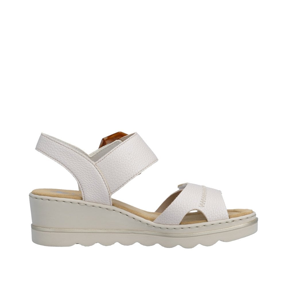 Rieker Wedge Sandal with Hook & Loop Fastening - Metallic - image 003 |ww_colour=metallic|ww_order=003|