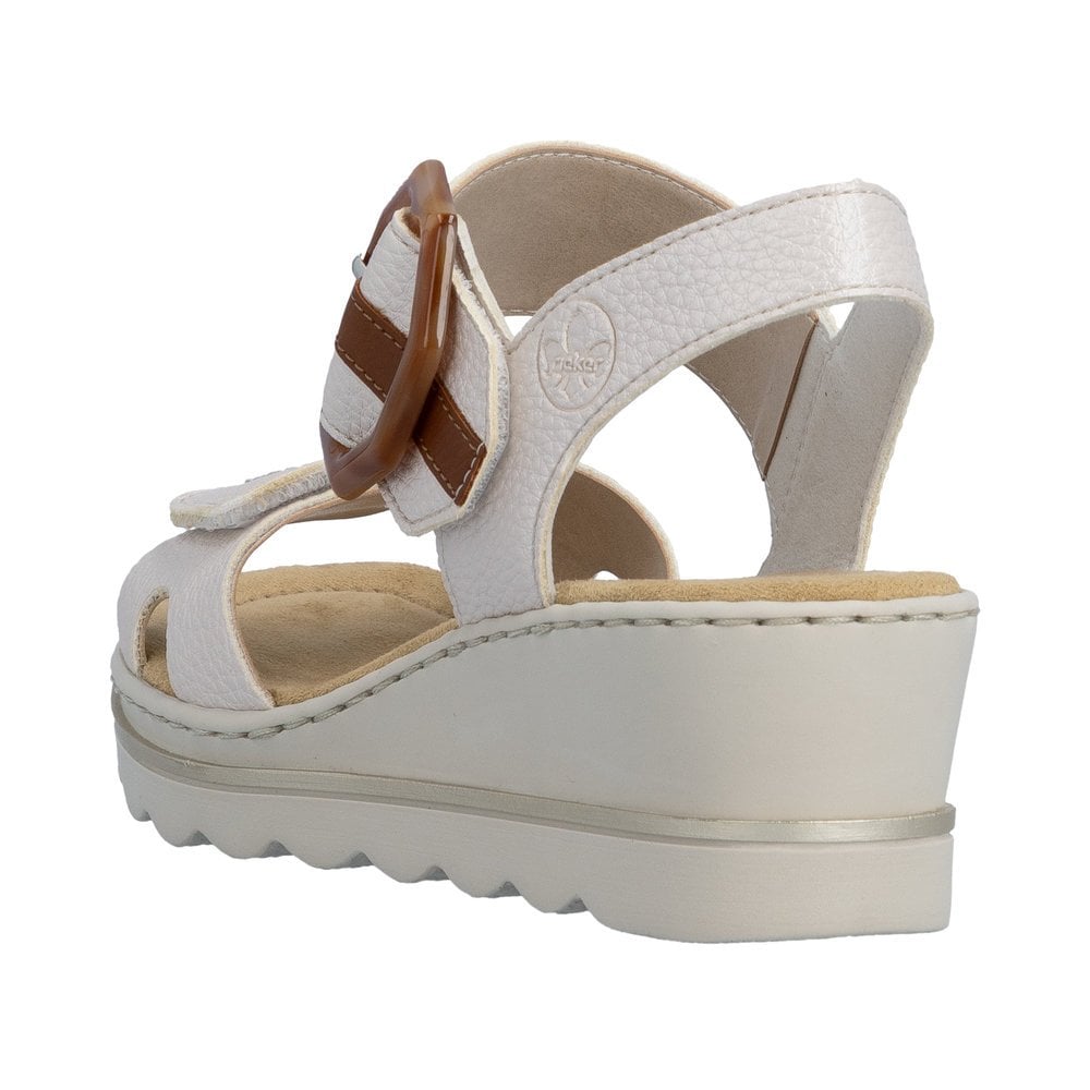 Rieker Wedge Sandal with Hook & Loop Fastening - Metallic - image 004 |ww_colour=metallic|ww_order=004|