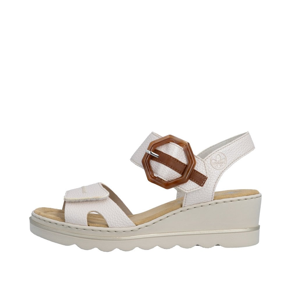 Rieker Wedge Sandal with Hook & Loop Fastening - Metallic - image 005 |ww_colour=metallic|ww_order=005|
