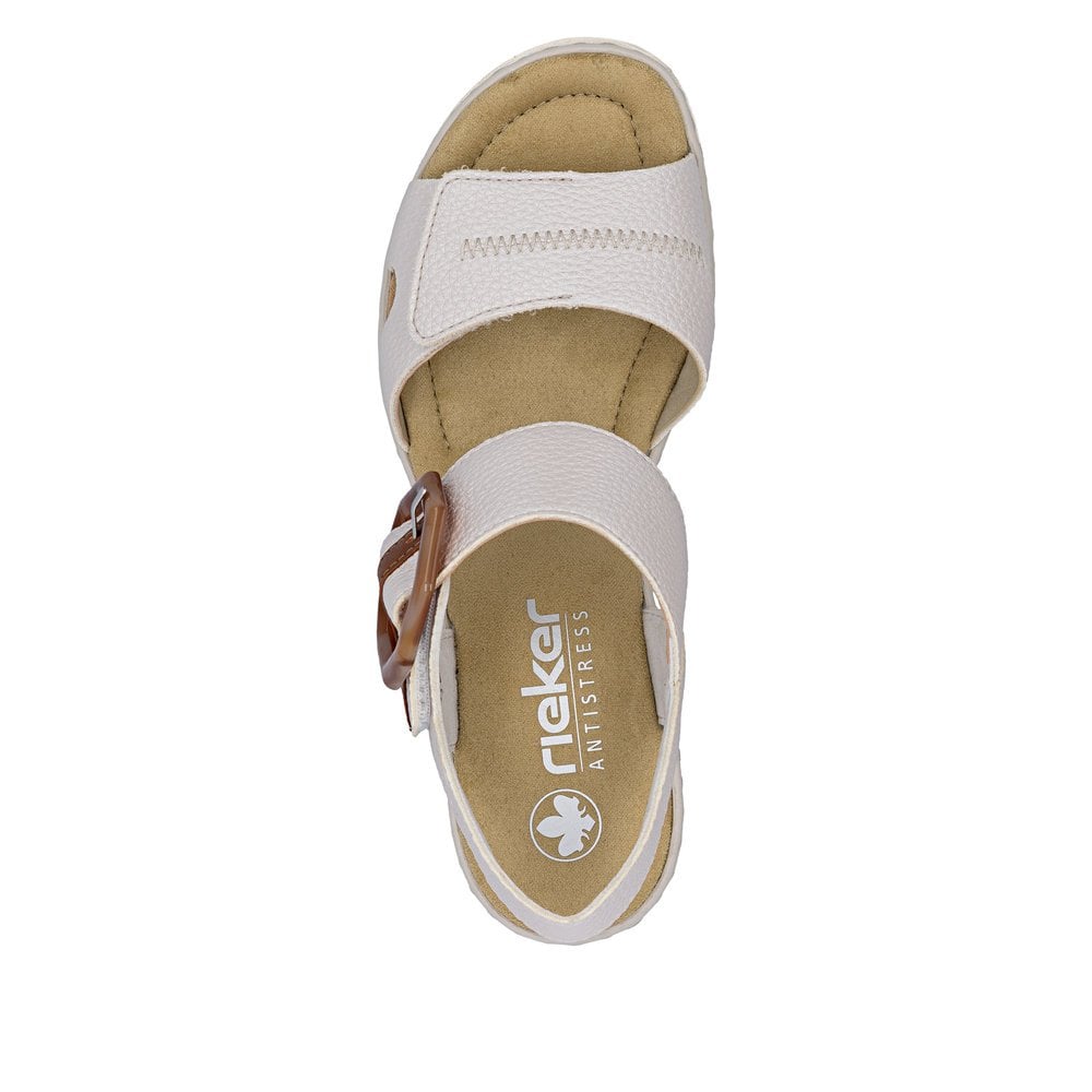 Rieker Wedge Sandal with Hook & Loop Fastening - Metallic - image 008 |ww_colour=metallic|ww_order=008|