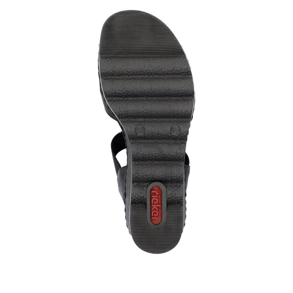 Rieker 67498 Elasticated Wedge Sandal - Black - image 002 |ww_colour=black|ww_order=002|
